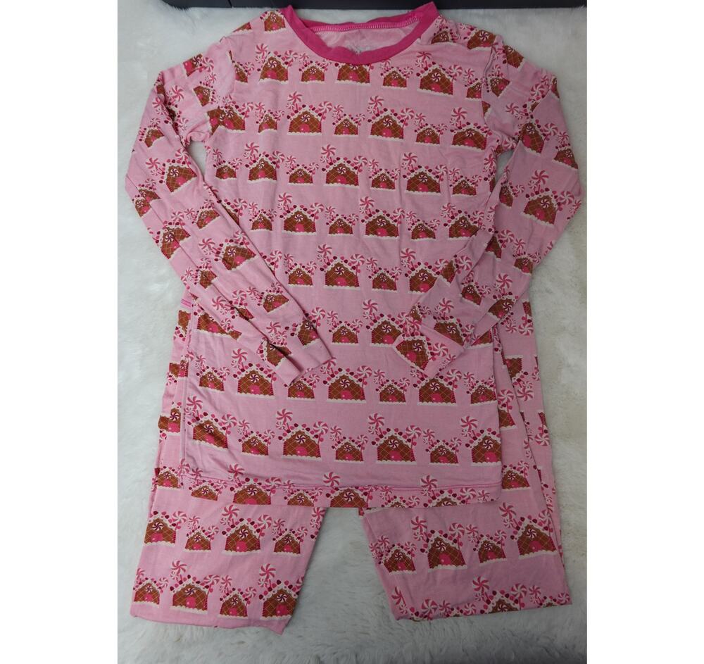 KicKee Pants Girls Size 8 Pink Gingerbread House Pajama Set